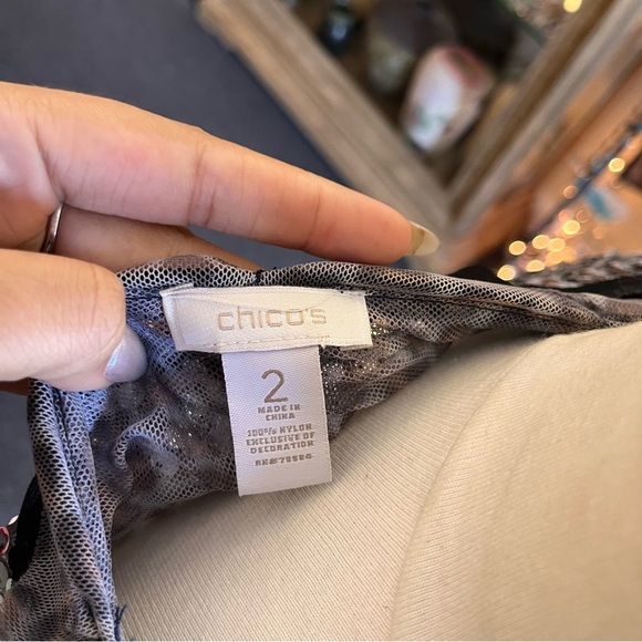 Chicos Sequined Silver Tank Top - Picture 3 of 5